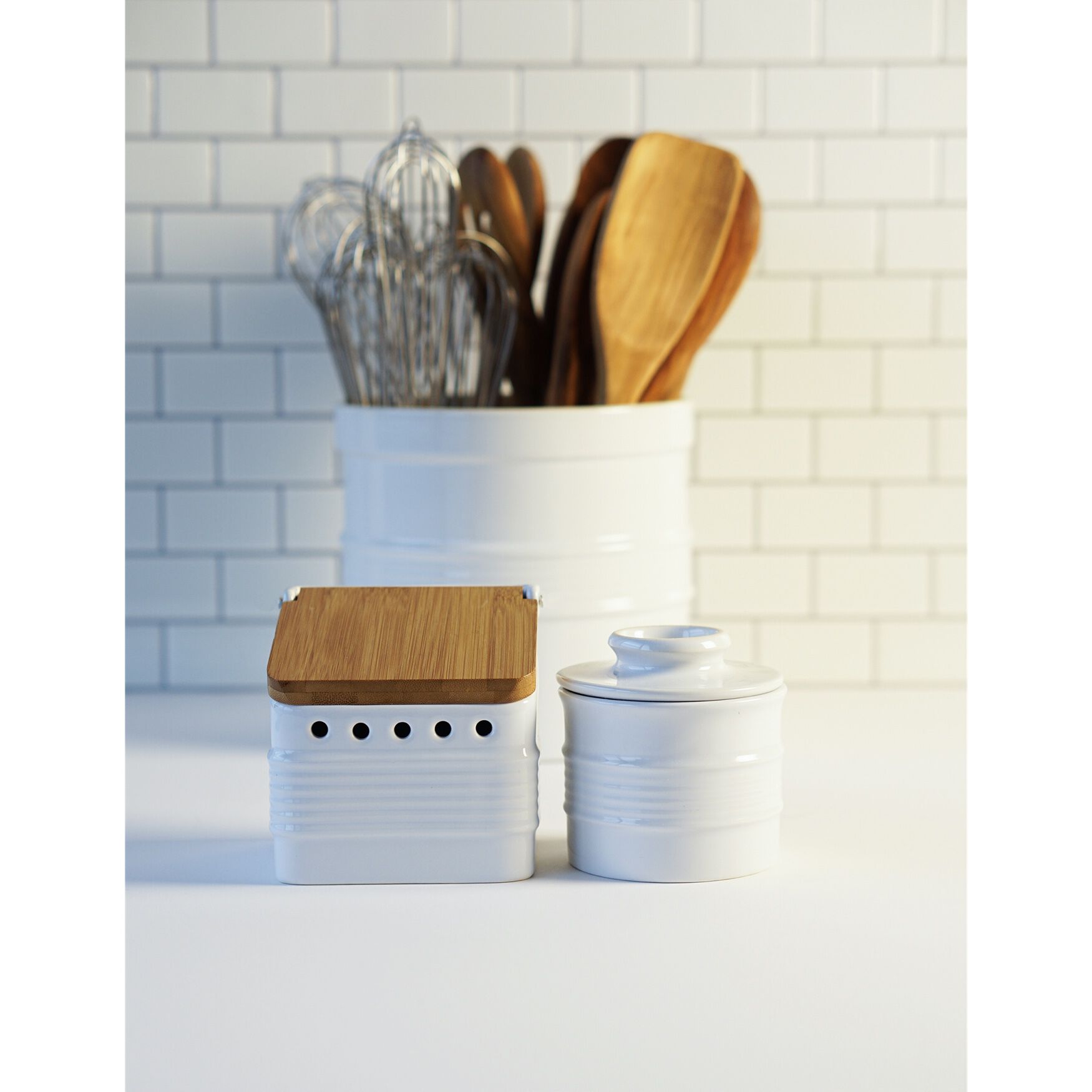 Stoneware Garlic Keeper - White, , alternate image number 4