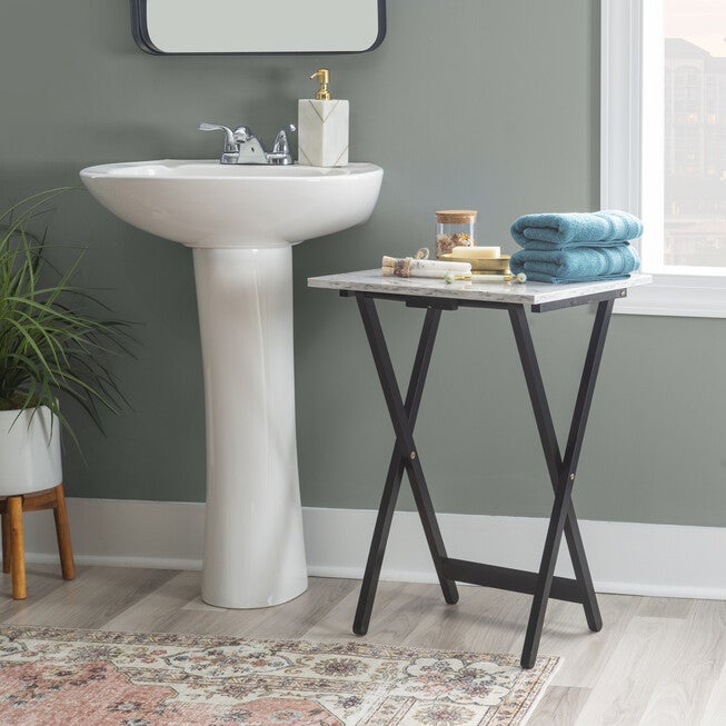 White Faux Marble Tray Set, , alternate image number 6