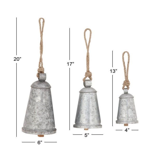Set Of 3 Grey Metal Rustic Windchime, , alternate image number 2