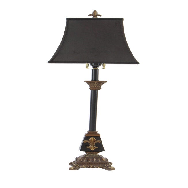 Tuscan Black Polystone Fleur-De-Lis Buffet Lamp, , alternate image number 4