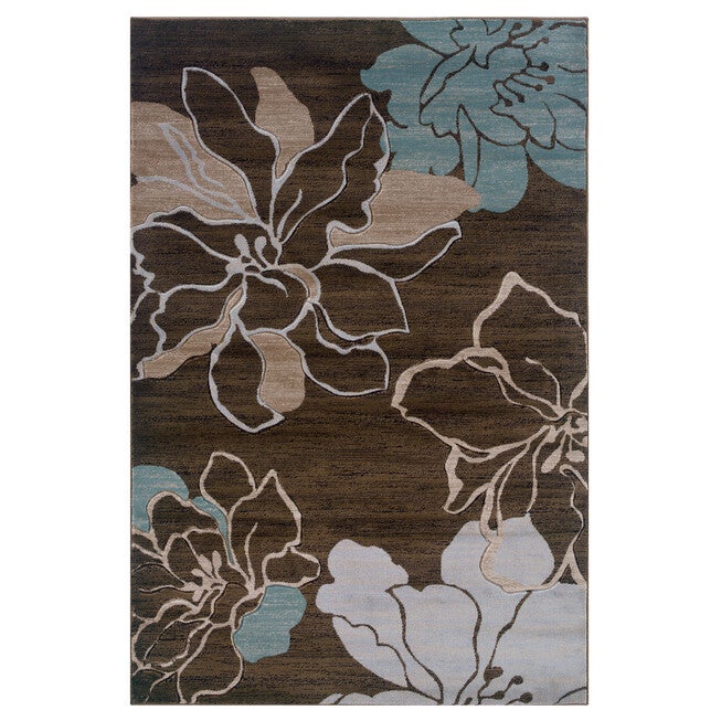 Milan Chocolate/Aqua 8'X10' Area Rug, CHOCOLATE AQUA, hi-res image number 0