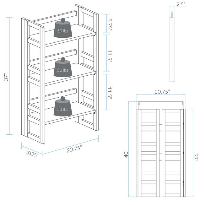 3-Shelf Folding Student Bookcase 20.75 inches Wide-Natural, , alternate image number 6