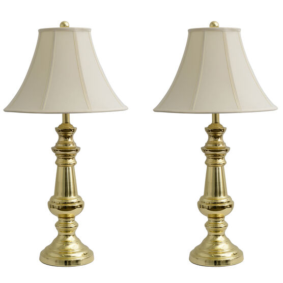 1 (Pair) Touch Control Polished Brass Table Lamps, POLISHED BRASS, hi-res image number null