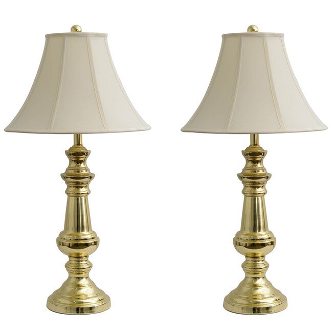 1 (Pair) Touch Control Polished Brass Table Lamps, POLISHED BRASS, hi-res image number 0