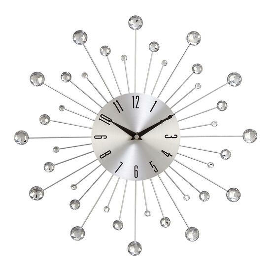 Silver Glam Metal Wall Clock, SILVER, hi-res image number null