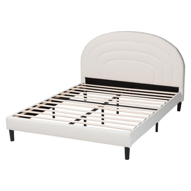 Pelagia Boucle Upholstered Platform Bed, CREAM, alternate image number null