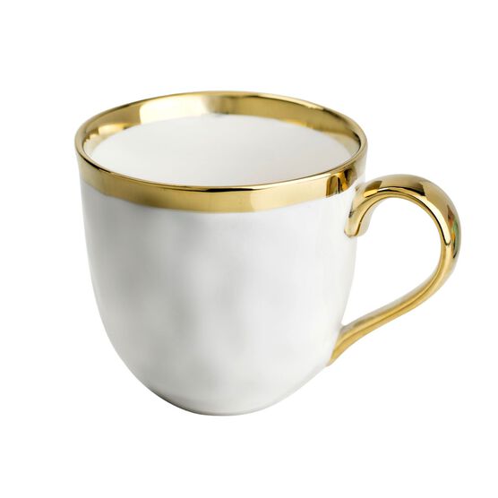 Golden Border Mugs, Set of 4 , WHITE GOLD Golden Border Mugs, Set of 4 , WHITE GOLD