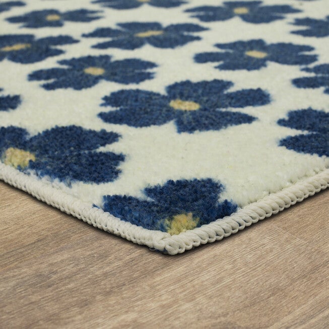 Simple Floral Navy Kitchen Rug, , on-hover image number null