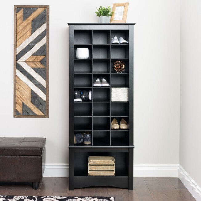 24-Pair Shoe Storage Rack with Bottom Shelf, BLACK, hi-res image number null