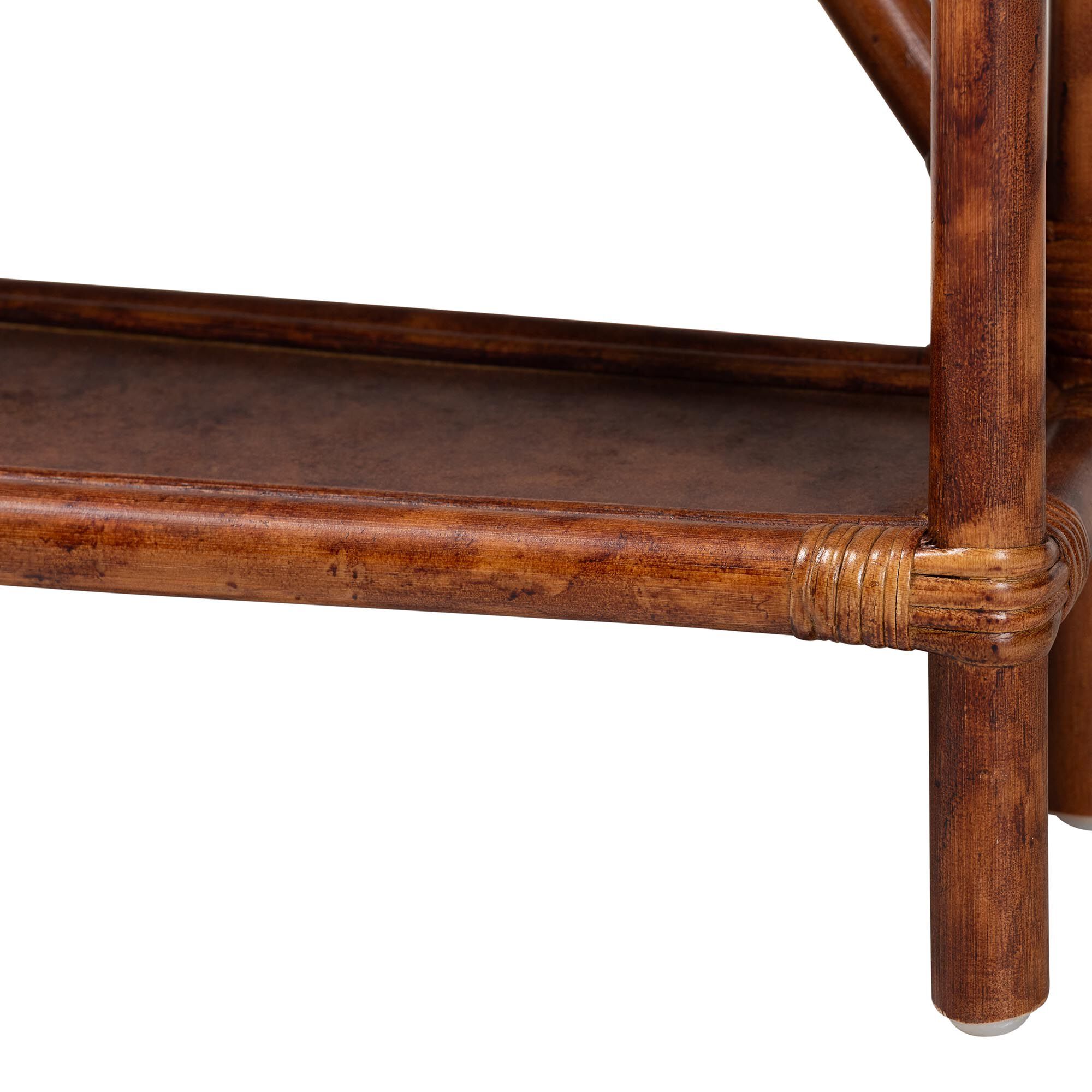 Basile Marbled Tortoise Rattan 4-Tier Wall Display Shelf, BROWN, alternate image number 6