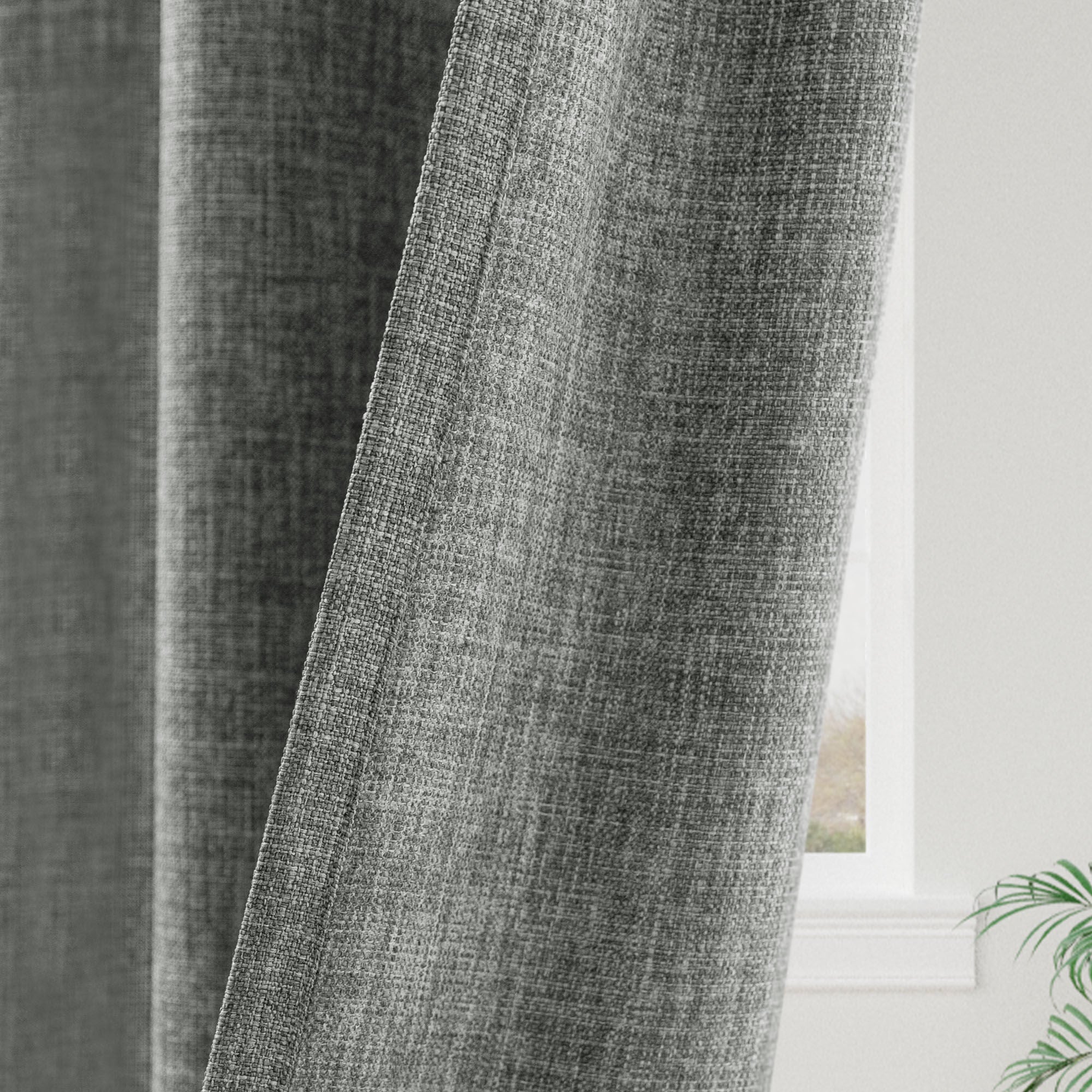 Knot Tie Top Light Filtering Panel Pair, GREY, on-hover image number 1