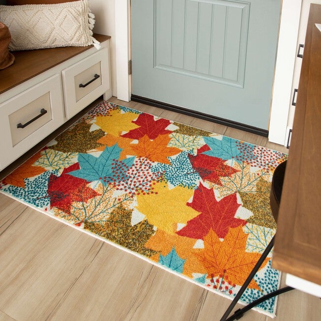 Multi-Color Leaves Kitchen Rug, , alternate image number null