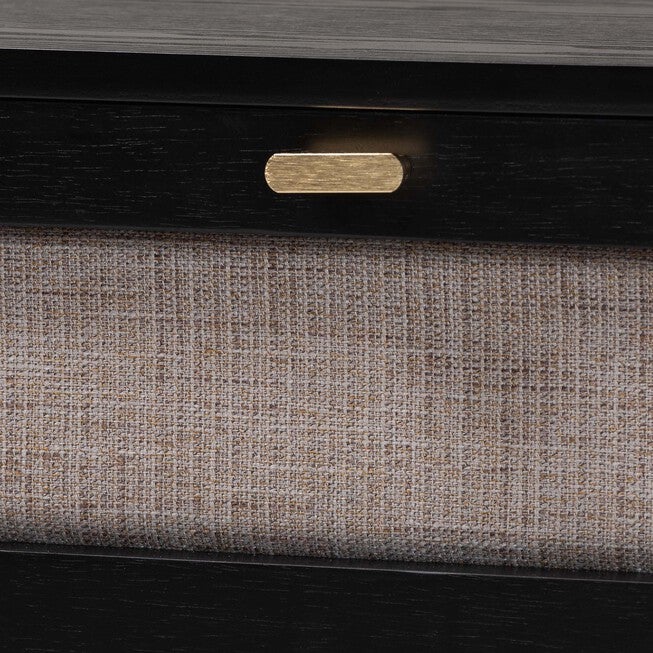 Shirin Mid-Century Beige Fabric and Black Wood 1-Drawer Nightstand, BEIGE/BLACK, alternate image number 5