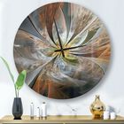 Symmetrical Yellow Fractal Flower Modern Wall Clock, YELLOW, hi-res image number null