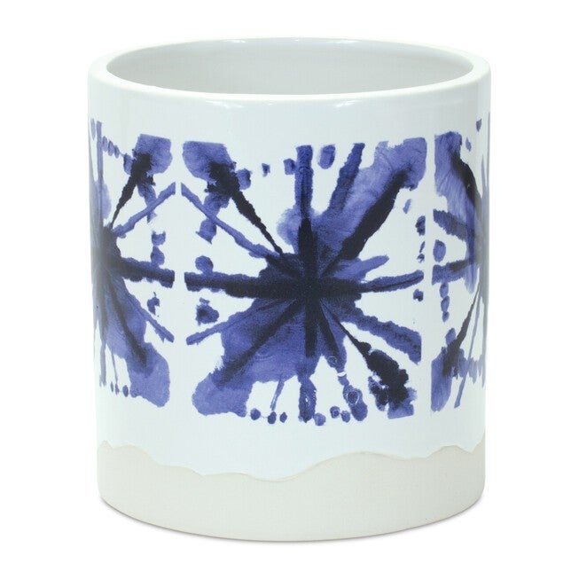 Pot (Set of 2) 4.5 inchesD x 5 inchesH, 5.5 inchesD x 6 inchesH Ceramic, WHITE/BLUE, alternate image number null