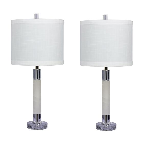 26" White Marble & Crystal Table Lamp, , on-hover image number null