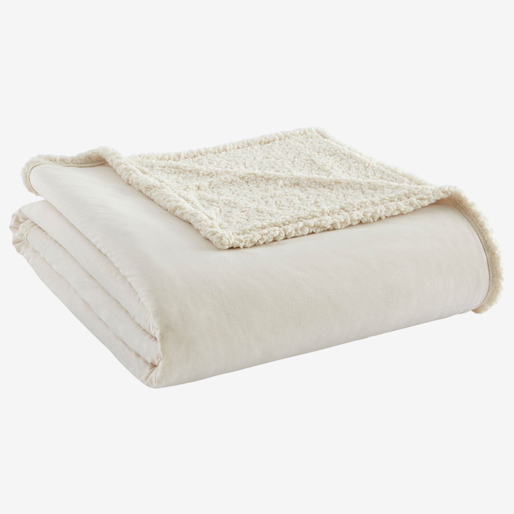 Micro Flannel&reg; Reverse to Sherpa Blanket, IVORY, hi-res image number 0