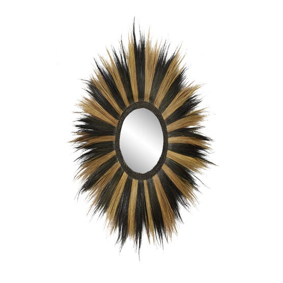 Black Boho Style Sea Grass Wall Mirror, , alternate image number null