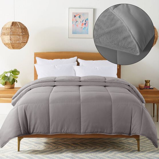 Cozy Down Alternative Reversible Comforter, Grey, , on-hover image number null