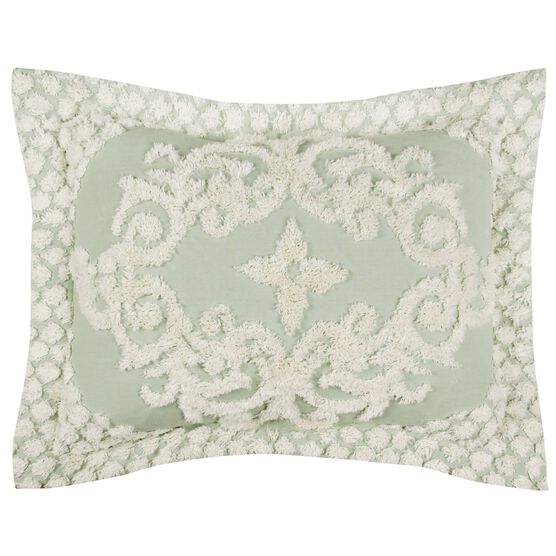 Chenille Medallion Design, Standard Sham, SAGE, hi-res image number null