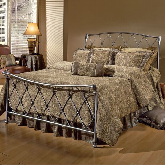Queen Bed with Bed Frame, 83½'Lx61½'Wx48½'H, ANTIQUE PEWTER Queen Bed with Bed Frame, 83½'Lx61½'Wx48½'H, ANTIQUE PEWTER