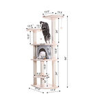 64" Real Wood Cat Tree With Sractch Sisal Post, Soft-Side Playhouse, , alternate image number null