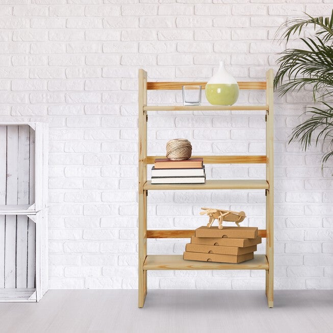 3-Shelf Folding Student Bookcase 20.75 inches Wide-Natural, , alternate image number 8