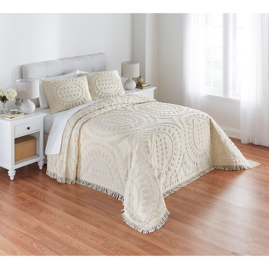 Audrey Medallion Chenille Bedspread, OATMEAL, hi-res image number null