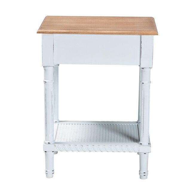 Legrand Classic French Two-Tone White and Natural Brown 1-Drawer End Table, WHITE, alternate image number 5