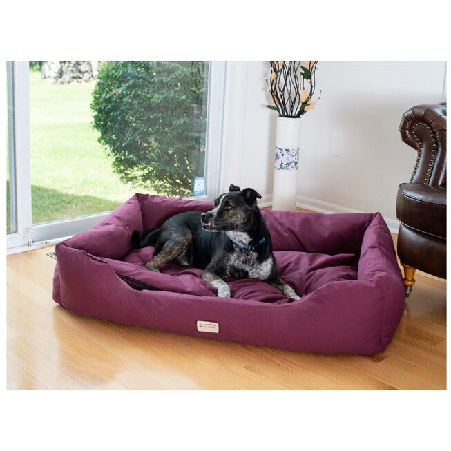 Bolstered Pet Dog Bed, Burgundy, Medium, , alternate image number 2