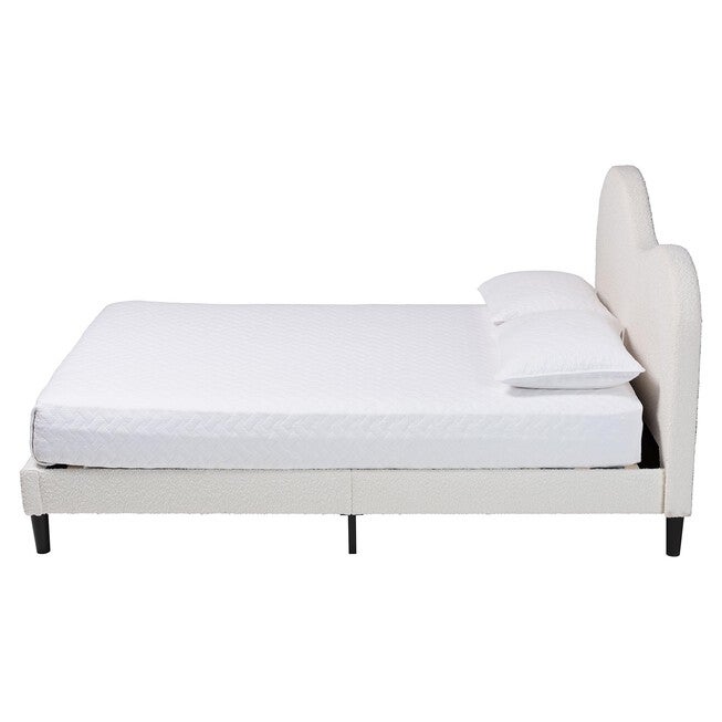 Dalton Boucle Upholstered Platform Bed, CREAM, alternate image number null