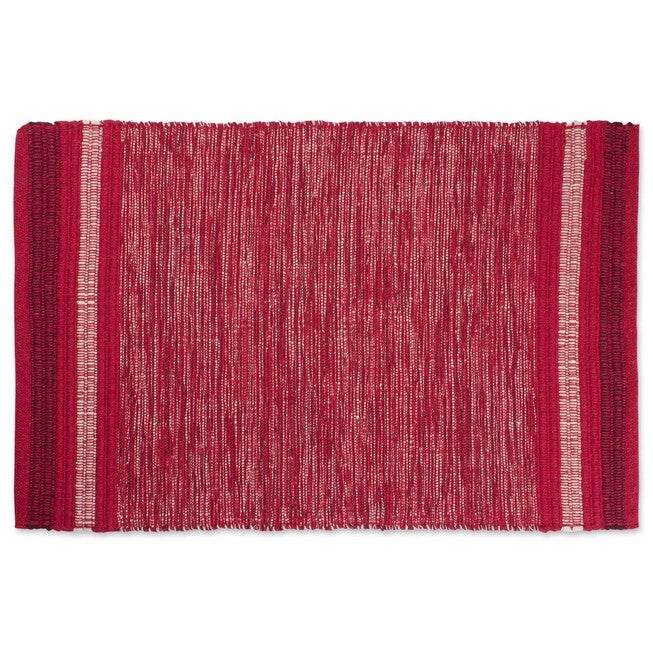 Variegated Red Handwoven Recycled Yarn Rug 2X3 Ft, RED, hi-res image number 0