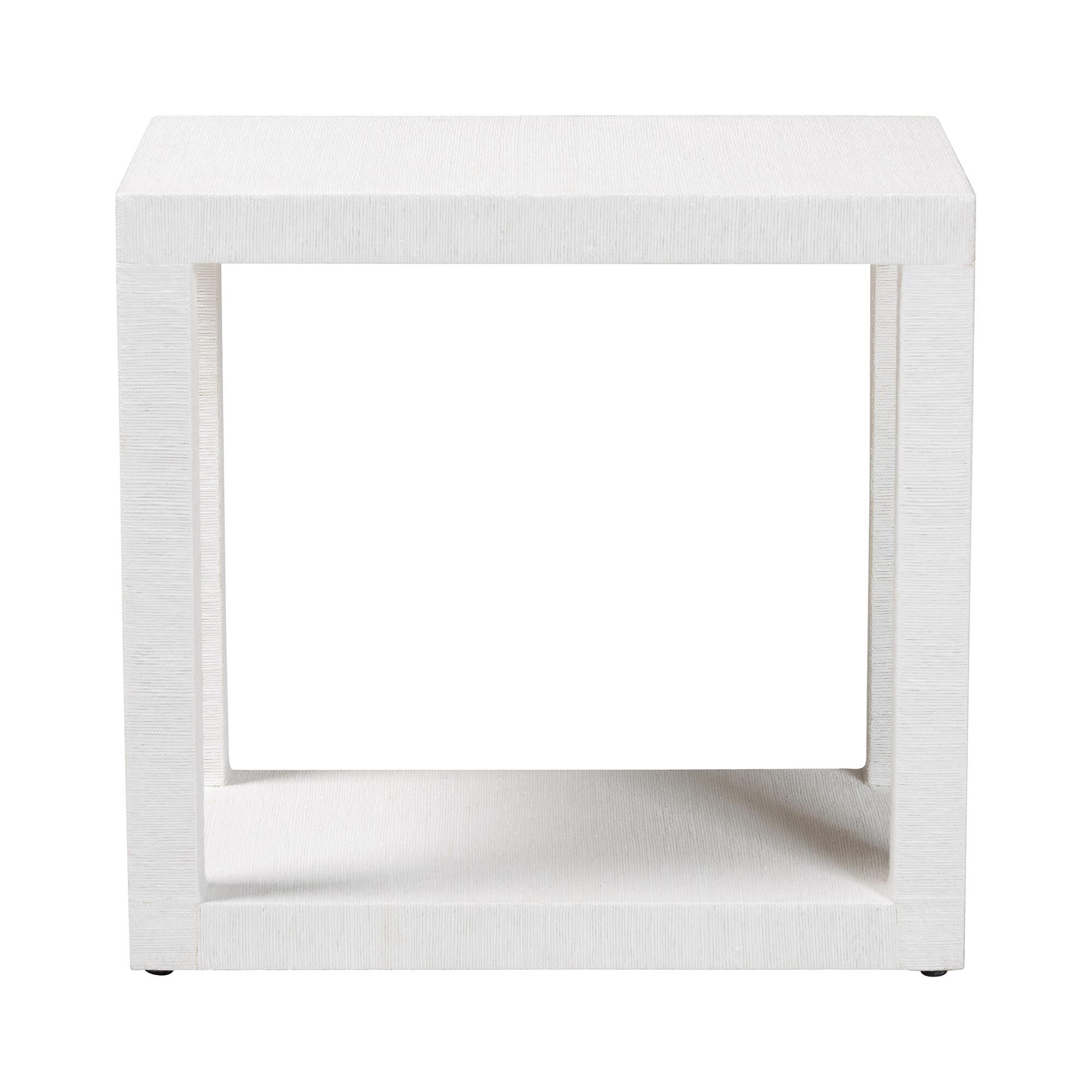 Oaklynn Natural Grasscloth End Table, WHITE, alternate image number 2