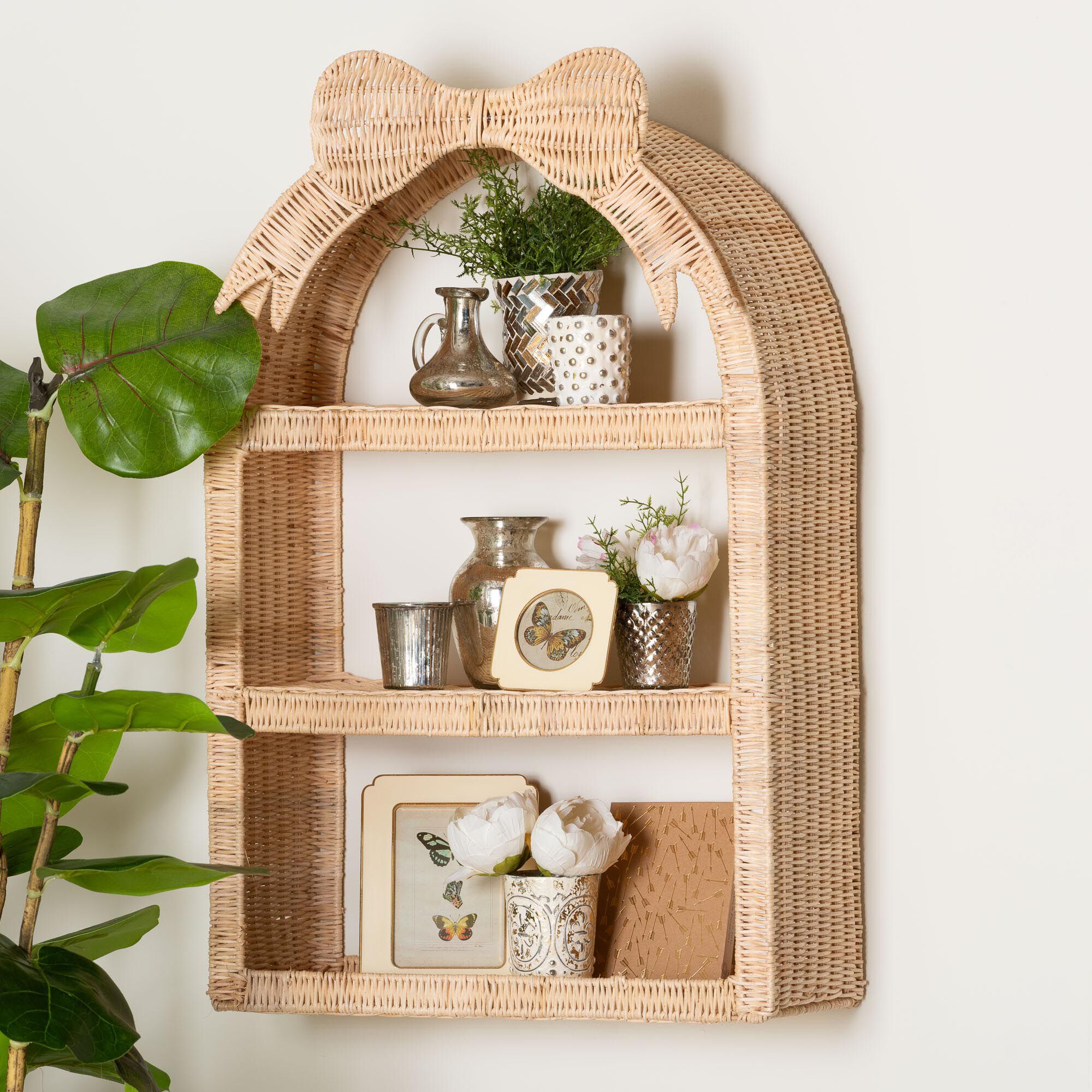 Creusa Natural Rattan Wall Shelf, BROWN, hi-res image number 0