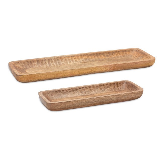 Tray (Set of 2) 18.25 inchesL x 7 inchesW, 27 inchesL x 8.25 inchesW Mango Wood, BROWN, hi-res image number null