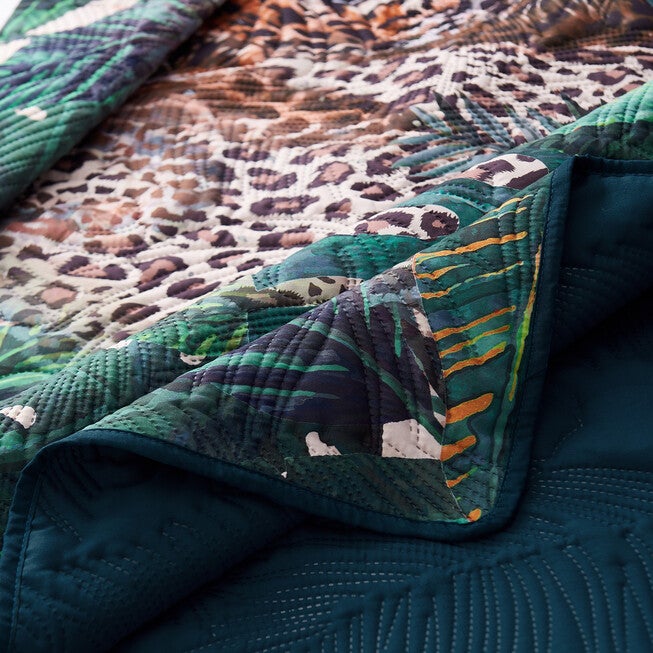 Jungle Cat Teal Throw Blanket, , alternate image number 3