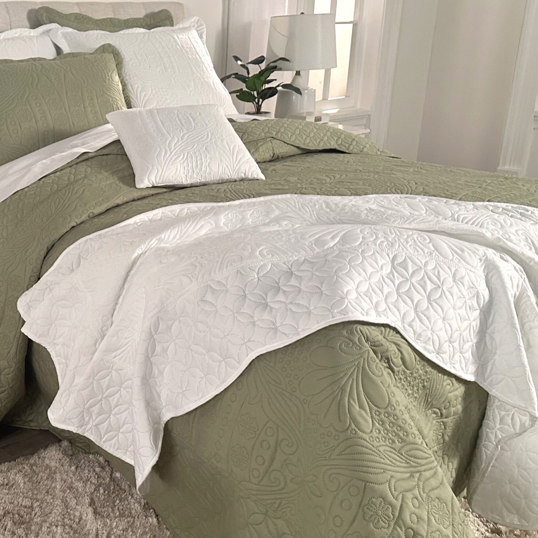 Lily Damask Embossed Bedspread Brylane Home