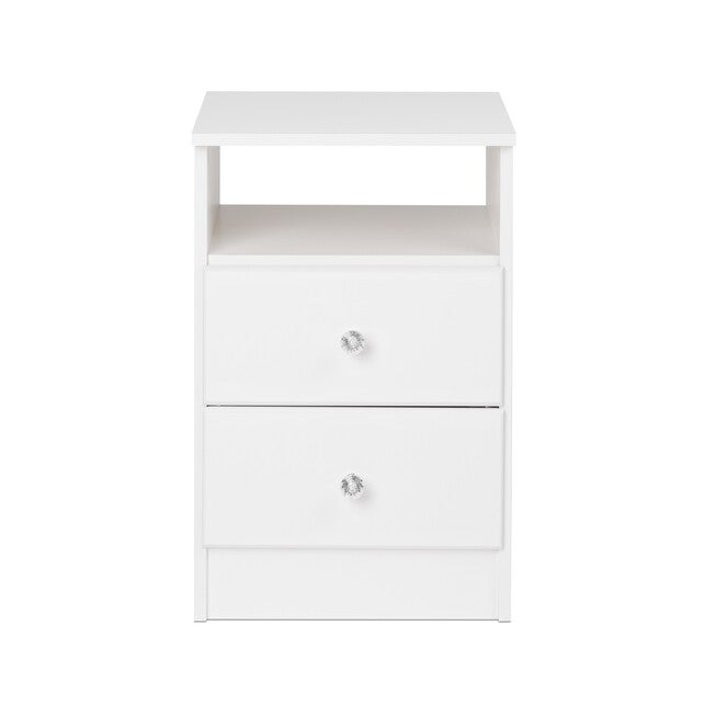 Astrid 2-Drawer Nightdstand with Acrylic Knobs, White, , alternate image number null