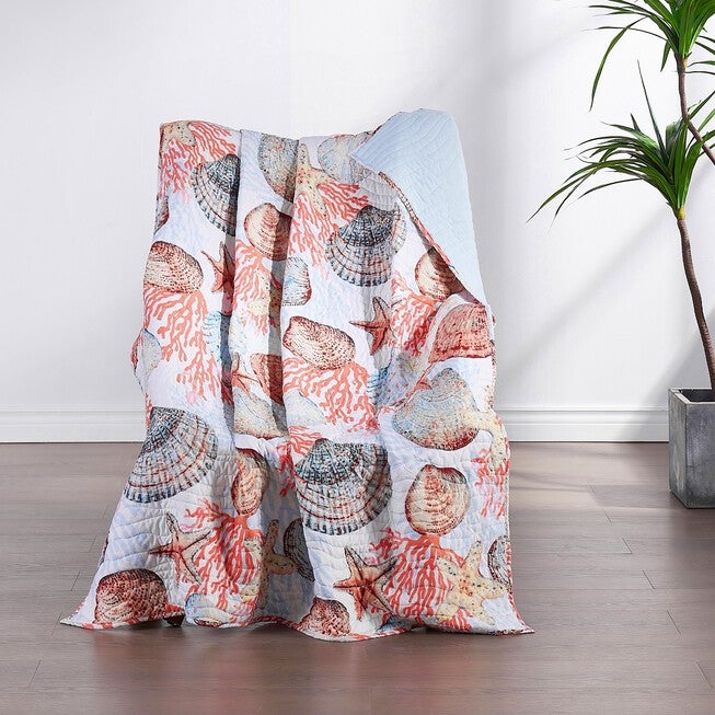 Beach Days Throw Blanket, CORAL, hi-res image number 0