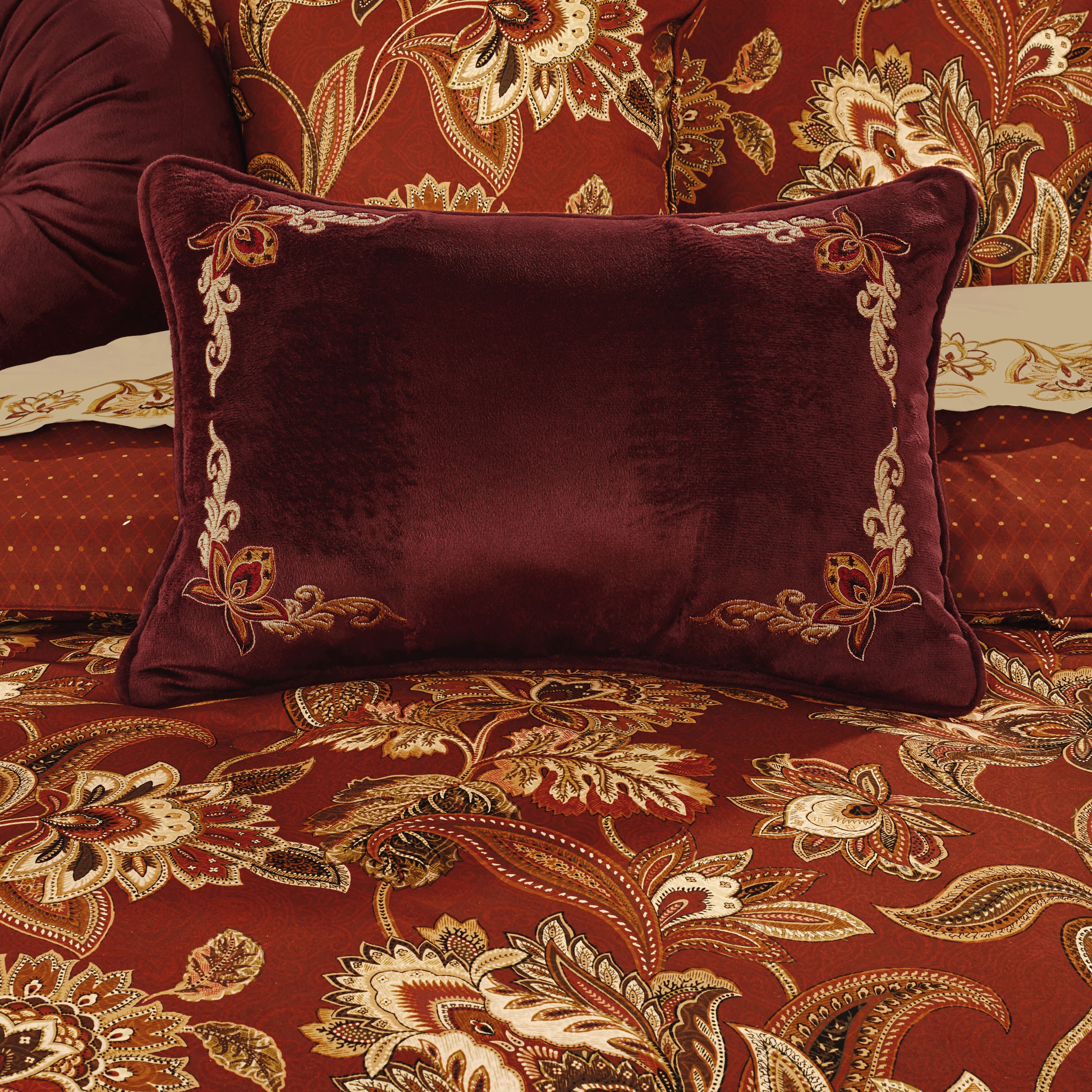 Montecito Red Boudoir Decorative Throw Pillow, RED, hi-res image number null