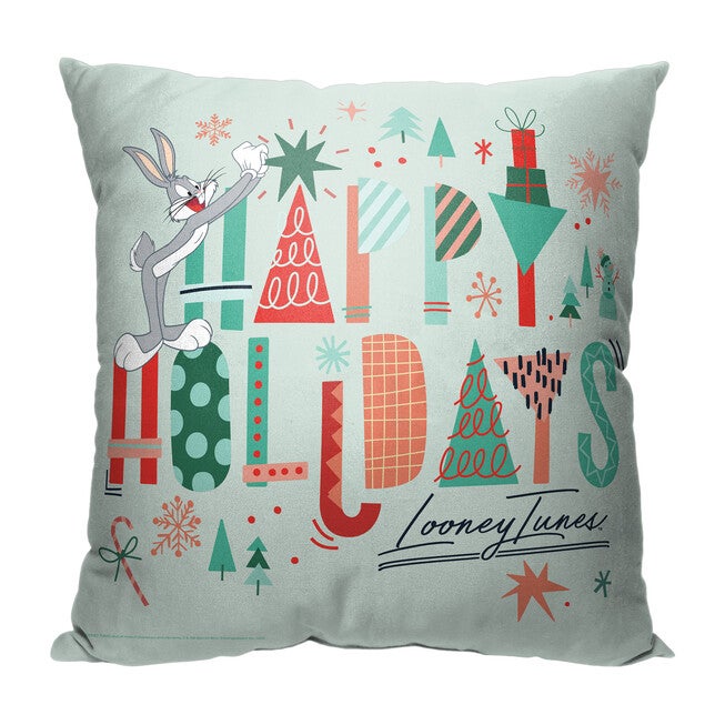 Wb Looney Tunes Happy Holidays Printed Throw Pillow, O, hi-res image number null