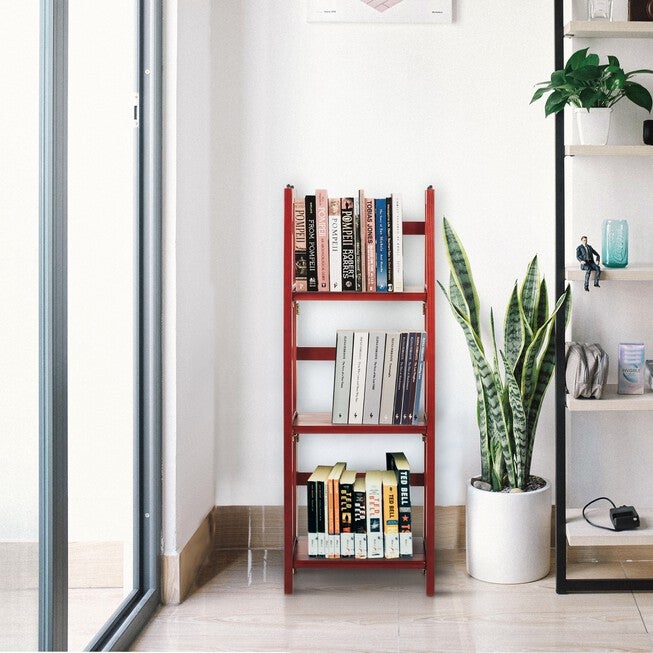 3-Shelf Folding Bookcase 14 inches Wide-Mahogany, , alternate image number null