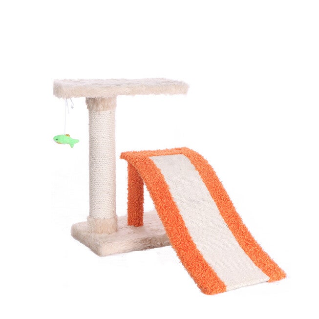 Two-Level Platform 27 inches Real Wood Cat Scratcher With Sisal Carpet Ramp, , alternate image number 2
