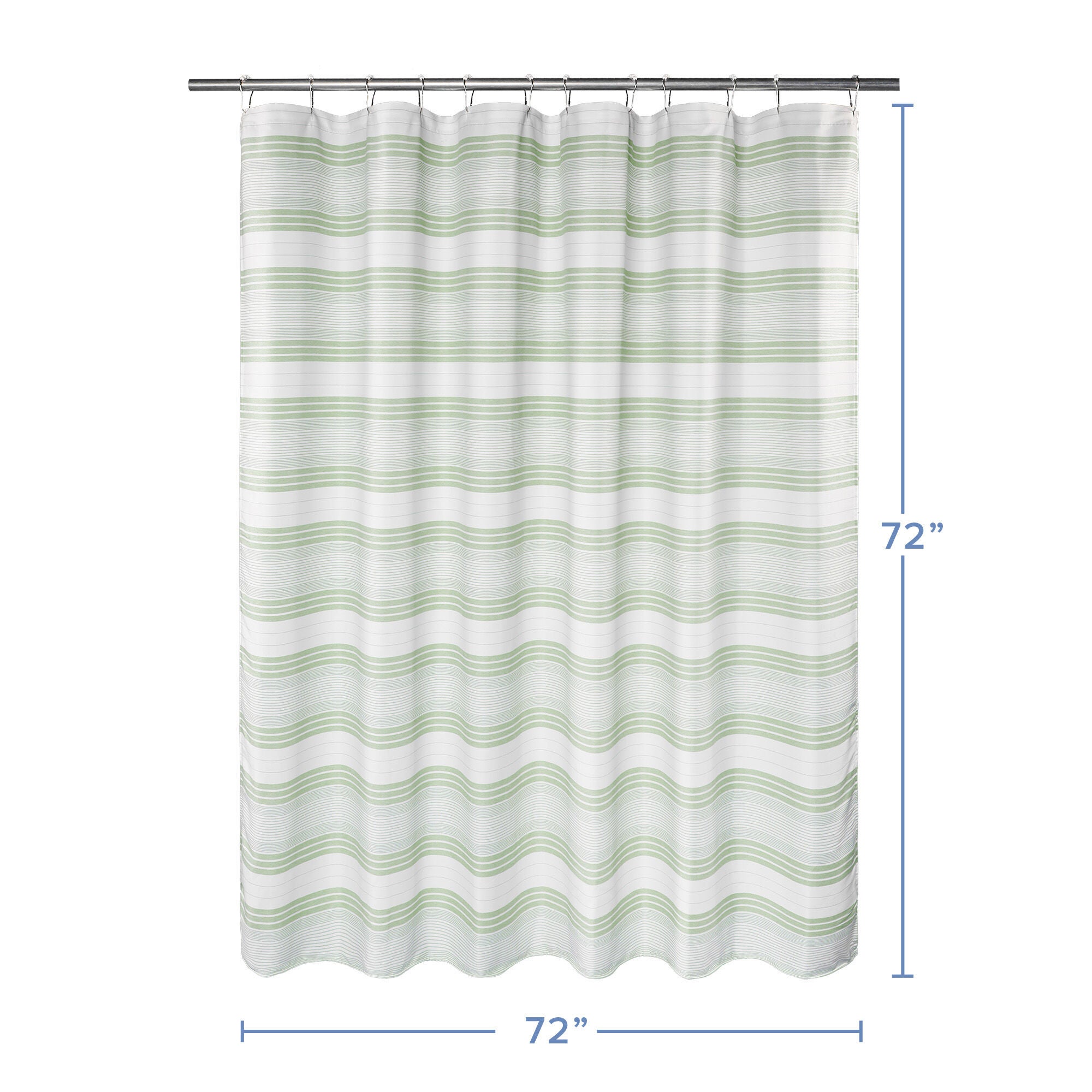 Horizontal Beach Stripe Water Repellent Shower Curtain, SAGE, alternate image number 3