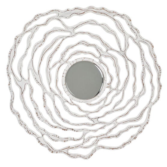 White Coastal Wood Wall Mirror, WHITE, hi-res image number null
