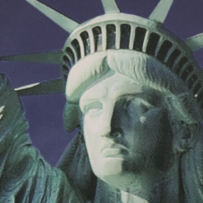 Photo Real Statue Of Liberty Light Filtering Pole Top Curtain Panel Pair, , alternate image number null