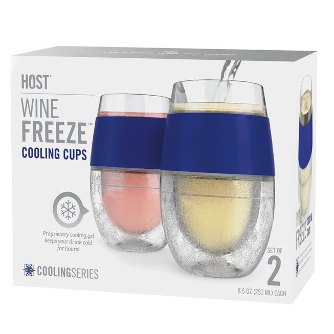 Wine Freeze Cooling Cups In Blue (Set Of 2) By, , alternate image number null