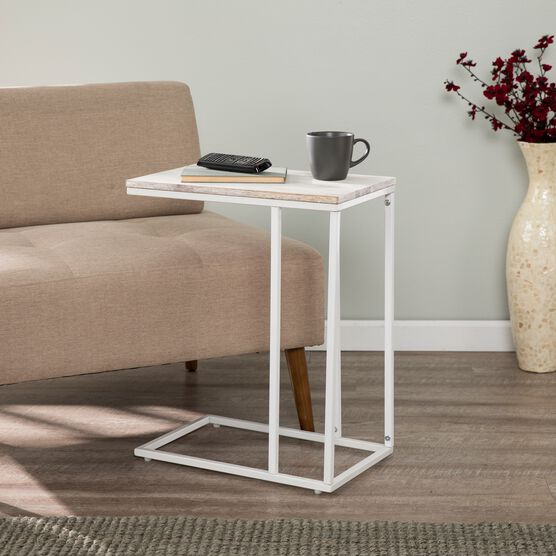 Danner White C Table Laptop Desk With Acacia Wood Top Living