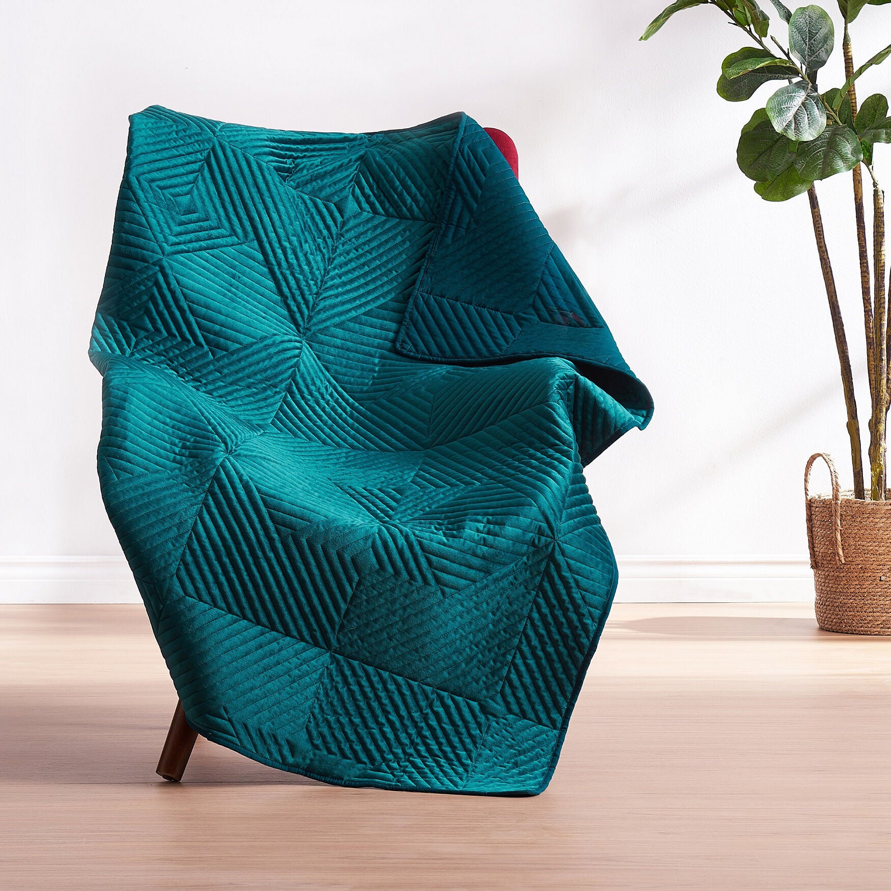 Riviera Velvet Teal Throw Blanket Brylane Home