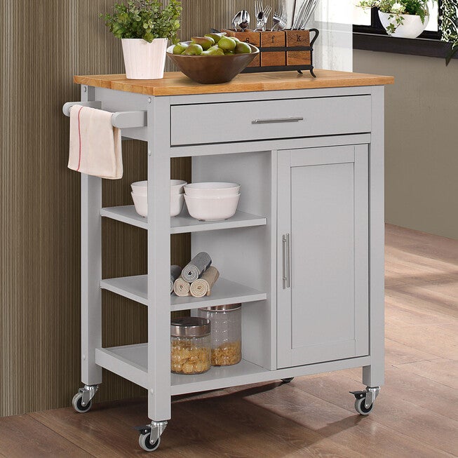 Gray Kitchen Cart, GRAY NATURAL, hi-res image number 0